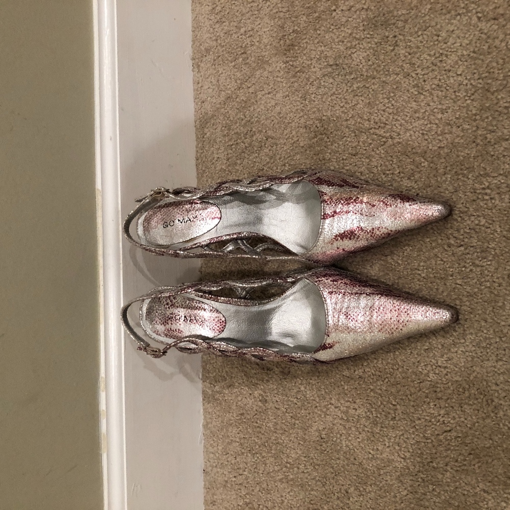 silver pointed toe heels